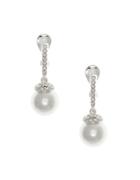 Givenchy 12mm White Faux Pearl And Crystal Embellished Drop Earrings