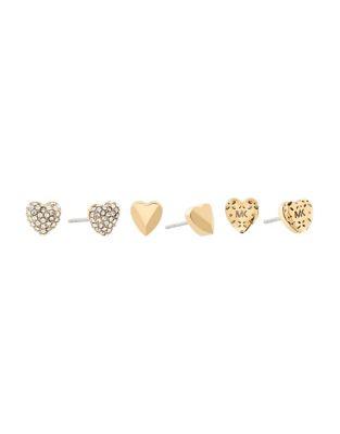 Michael Kors Logo Love Crystal And Stainless Steel Earrings Set