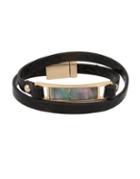 Kenneth Cole New York Leather Items Goldtone Leather Wrap Bracelet