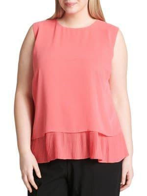 Calvin Klein Plus Plus Pleated Overlay Top