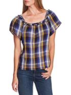 Two By Vince Camuto Highland Sunset Plaid Cotton Blend Blouse