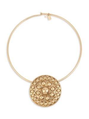 Robert Lee Morris Goldtone Shield Pendant Collar Necklace