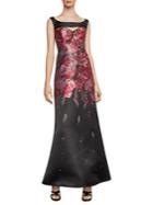 Bcbgmaxazria Metallic Floral Cut-out Gown