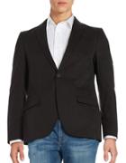 Black Brown Cotton Two-button Jacket