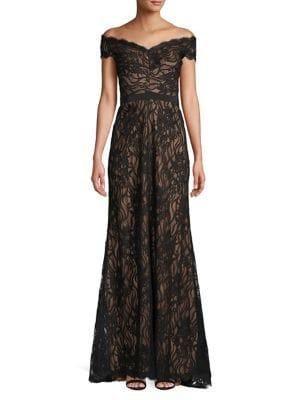 Tadashi Shoji Off-shoulder Lace Fit-&-flare Gown