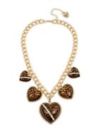 Betsey Johnson Goldtone & Crystal Leopard Heart Frontal Necklace