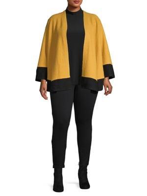 Kasper Plus Colorblock Cardigan
