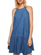 Mango Nina Frill Denim Short Dress