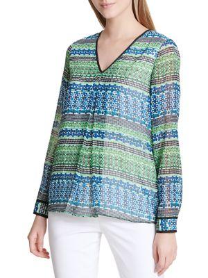 Calvin Klein Plus Printed V-neck Top