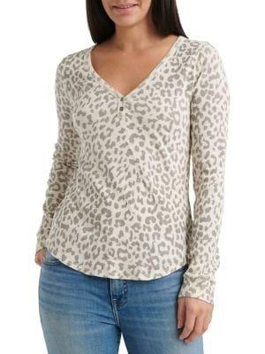 Lucky Brand Animal Printed Thermal Top