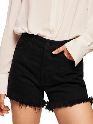 Mango Mom High-waist Frayed Hem Denim Shorts