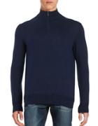 Black Brown Cotton-blend Quarter-zip Sweater
