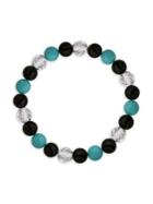 Lord & Taylor Howlite, Black Agate And Clear Quartz Beaded Bracelet
