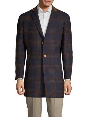Tallia Orange Plaid Notch Lapel Coat