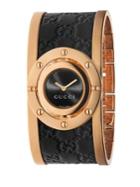 Gucci Twirl Pink Goldtone Pvd Stainless Steel & Leather Bangle Bracelet Watch