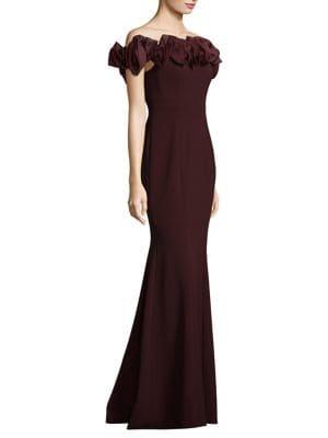 Aidan By Aidan Mattox Off-the-shoulder Ruffle Gown