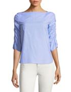 Marella Striped Ruched-sleeve Blouse