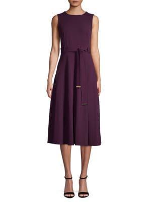 Calvin Klein V-neck Waist-tie Midi Dress