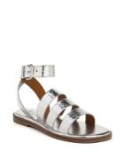 Franco Sarto Kyson Metallic Embossed Ankle-strap Sandals