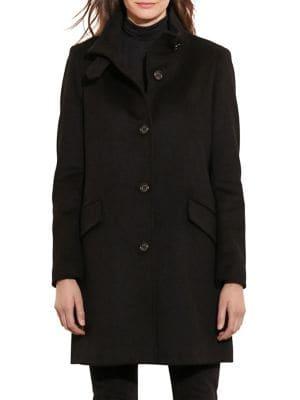 Lauren Ralph Lauren Mockneck Buttoned Coat