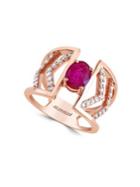 Effy Final Call Diamonds, Natural Mozambique Ruby And 14k Rose Gold Ring