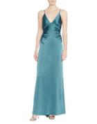 Halston Heritage Ruched-side Column Evening Gown
