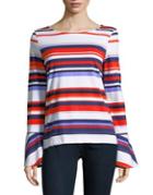 Lord & Taylor Stripe Bell-sleeve Cotton Top