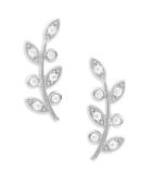 Tai Stone-accented Sterling Silver Leaf Stud Earrings