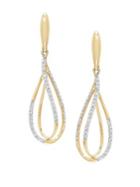 Lord & Taylor Diamond And 14k Yellow Gold Drop Earrings