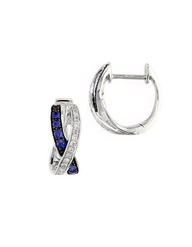 Effy Royale Bleu Sapphire, Diamond And 14k White Gold Crossover Hoop Earrings