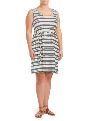 Junarose Plus Lessi Sleeveless Tied Stripe Dress