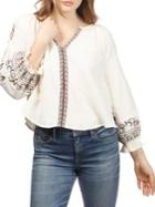 Lucky Brand Textured Embroidered Top