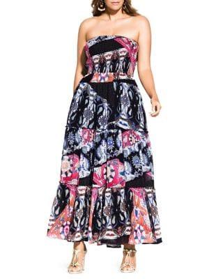City Chic Plus Bella Vacanza Moody Bilbao Maxi Dress