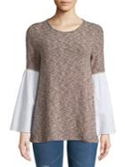 Design Lab Lord & Taylor Heathered Bell-sleeve Top