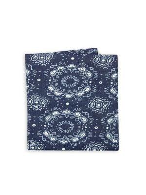 Black Brown Denim Floral Pocket Square