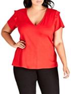 City Chic Plus Fling-sleeve Stretch Top
