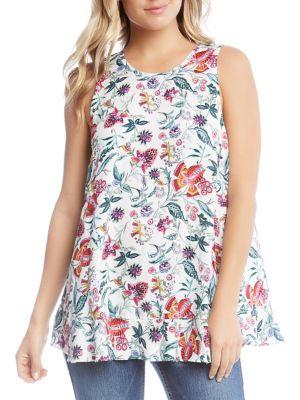 Karen Kane Floral Ruffle Hem Tank Top