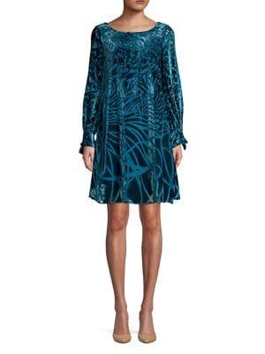 Taylor Velvet Long Sleeve A-line Dress