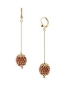 Miriam Haskell Sparkle Sphere Pink Crystal Fireball Linear Earrings