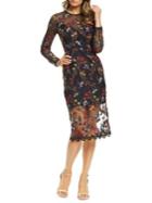 Dress The Population Sophia Embroidered Lace Illusion Sheath Dress