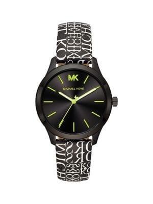 Michael Kors Runway 3-hand Stainless Steel & Leather-strap Watch