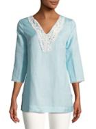 Context V-neck Crochet-trim Crinkle Top