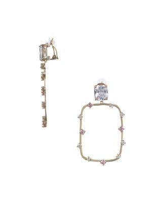 Nina Abree Light Pink & White Crystal Clip Earrings