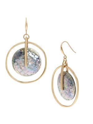 Robert Lee Morris Soho Mosaic Goldtone Disc Orbital Earrings