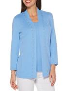 Rafaella Petite Embellished 2-in-1 Cotton Top & Cardigan