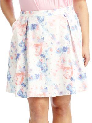 Modamix Plus Pleated Floral Skirt