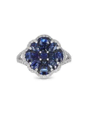 Marco Moore 18k White Gold, Blue Sapphire & 0.35 Tcw Diamond Ring