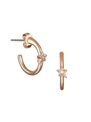 Karl Lagerfeld Essentials Mini Star Swarovski Crystal Hoop Earrings