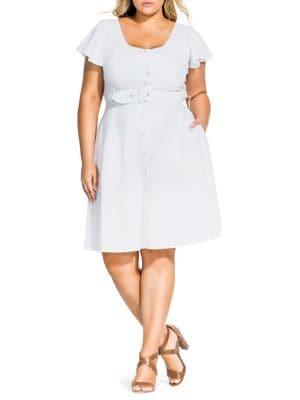 City Chic Plus Cascade Shoulder A-line Dress