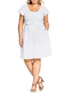 City Chic Plus Cascade Shoulder A-line Dress